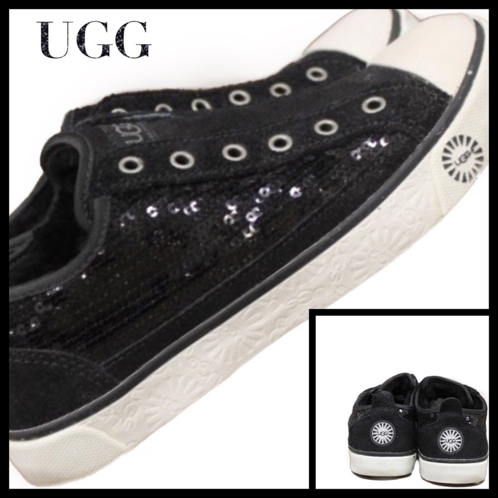 UGG Laela Black Suede Sequin Sneakers Size 6